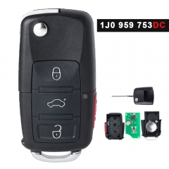 P/N: 1J0 959 753 DC, 1J0959753DC llave remota plegable 3 + 1 botón 315MHz ID48 Chip para Volkswagen Beetle Golf Jetta Passat GTI 2002-2010