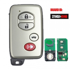 Smart Remote Key 4 Button FSK 314.3MHz for Toyota Prius IQ Vitz Ractis Corolla Wich Aqua 2009-2020 Board ID: 0140, P/N: 89904-06041 / 89904-33181
