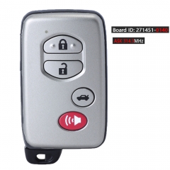 Board ID: 0140 Smart Remote Key 4 Button FSK 314MHz for Toyota Prius IQ Vitz Ractis Corolla Wich Aqua 2009-2020 , P/N: 89904-06041 / 89904-33181
