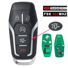 Smart Remote Key 4+1 Button FSK 902MHz HITAG PRO 49 Chip for Ford F150 F250 2015 2016 2017 FCCID: M3N-A2C31243300 P/N: 164-R8117