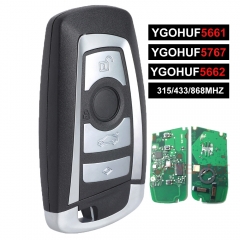 Silver YGOHUF5662, YGOHUF5767, YGOHUF5661 Smart Remote Key Fob 4 Button 315MHz/433MHZ/868MHZ PCF7953 / PCF7945 for BMW F Chassis FEM / BDC CAS4 CAS4+