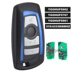 Azul YGOHUF5662, YGOHUF5767, YGOHUF5661 Mando a distancia inteligente 4 botones 315MHz/433MHZ/868MHZ PCF7953 / PCF7945 para BMW F Chasis FEM / BDC CAS