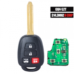 FCC ID: GQ4-52T Remote Key Fob 4B for Toyota Rav4 Highlander Tacoma 314.3MHz with H Chip