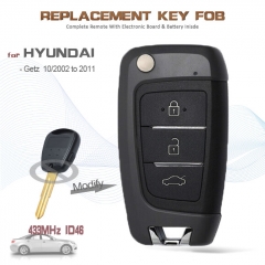 Upgrade Remote Key 1 Button 433MHz ID46 Fob for KIA GETZ 2002-2011 HYN6 Blade