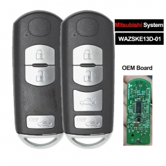 (Sistema Mitsubishi) Placa remota OEM Llave remota inteligente FSK 433.92MHZ 49 chip para Mazda 3 CX-5 2013 2014 2015 2016 FCC: WAZSKE13D-01