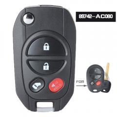 Modified Flip Remote Key 433MHz Fob Fits Toyota Kluger Kluger 2006 2007 2008 2009 2010 2011- 89742-AC080