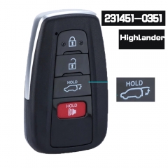 Board ID: 231451-0351 G 4 Button for Toyota Highlander 2020 2021 Smart Remote Keyless Car Key 314.3MHz FCC ID: HYQ14FBC