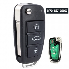8P0 837 220 D , 8P0837220D Flip Remote Key Fob 3 Button 434MHz ID48 Chip for Audi A1 Q3 A3 TT S3 S1  2005-2014
