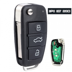 8P0 837 220 D Flip Remote Key Fob 3 botones 434MHz ID48 Chip para Audi A3 TT S3 2005-2014