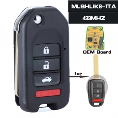 FCC ID: MLBHLIK6-1TA Upgraded Flip Remote Key 433MHz for Honda Civic Accord 2016-2020 ( OEM Board )