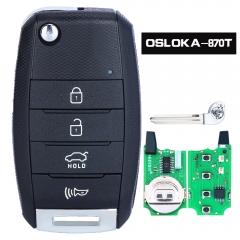 Flip Remote Car Key Fob 3 + 1 Botón para Kia Forte 2013 - 2016 FCC ID: OSLOKA-870T Modelo No.OKA-870T