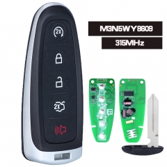 FCC: M3N5WY8609 Smart Remote Start Smart Prox Key 5 Button 315MHz ID46 Fob Transmitter for Ford Edge Escape Explorer Taurus Flex Focus