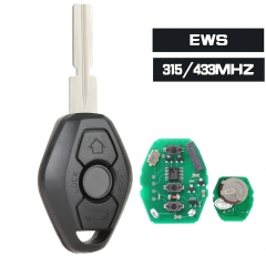 Rechargeable Battery EWS Remote Key 3 Button 315MHz / 433.92MHz With Chip ID44 for BMW 3 5 X series HU58
