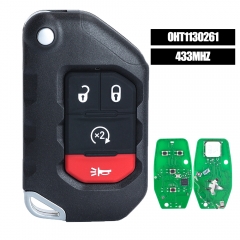 Replacement 4 Button Flip Remote Key ASK 433MHZ PCF7939M 4A Chip for Jeep Wrangler 2018-2019 FCCID: OHT1130261