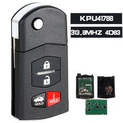 New Folding Remote Key Fob 4 Button for Mazda 6 RX-8 FCC ID KPU41788