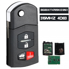 Flip Remote Key 315MHz 4D63 para Mazda 3 6 MX-5 Miata 2005-2010 P/N: 662F-SKE12501