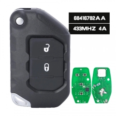 OHT11302612 Button Flip Remote Key ASK 433MHZ PCF7939M 4A Chip for Jeep Wrangler 2018-2019 PN: 68416782AA