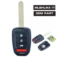 (Placa OEM) Llave de coche remota 3 + 1 Botón 313.8MHz / 433MHz para 2013-2016 Honda Accord Civic FCC ID: MLBHLIK6-1T