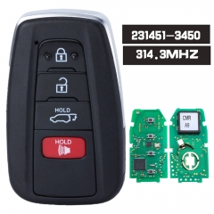 231451-3450 HYQ14FLA Smart Remote Key 4 Button Fob 314.3MHz for Toyota Highlander 2021 2022