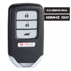 FCC ID: ACJ932HK1310A Smart Remote Control Car Key With 3+1 4 Buttons 433MHz ID47 Fob for Honda CR-Z 2016 P/N: 72147-SZT-A01