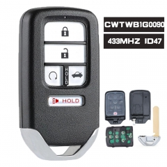 CWTWB1G0090 llave remota inteligente sin llave FOB 433MHz 5 botones para Honda Accord 2018 2019 2020 2021