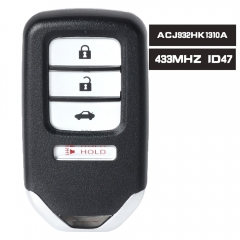 ACJ932HK1310A Smart Remote Control Car Key3+1 4 Buttons 433MHz ID47 Fob for Honda Accord 2016 2017 , 72147-T2G-A61