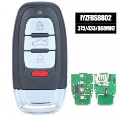Smart Remote Key Fob 3+1 Button 315MHz/433MHz/868MHz for Audi A3 A4 A5 A6 A8 Quattro Q5 Q7 A6 2009-2016 IYZFBSB802