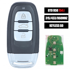 Keyless Go 8TO 959 754J llave de coche remota inteligente 3 botones Fob 315/433/868Mhz PCF7945AC Chip para Audi A4 A5 A6L A7 A8 Q5