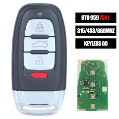 Keyless Go 8TO 959 754J Smart Remote Car Key 4 Buttons Fob 315/433/868Mhz PCF7945AC Chip for Audi A4 A5 A6L A7 A8 Q5
