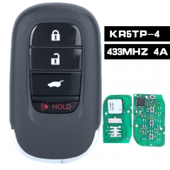 FCCID: KR5TP-4 Keyless Go Smart Remote Key 4 Button FSK 433.92MHz 4A Chip Fob for Honda Civic HR-V 2022 - 2023