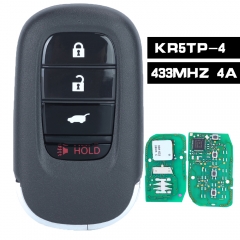 FCCID: KR5TP-4 Keyless Go Smart Remote Key 4 botones FSK 433.92MHz 4A Chip Fob para Civic HR-V 2022 - 2023