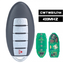 CWTWB1U744 llave de control remoto inteligente FOB 433MHZ para Nissan Amada Patrol, para Infiniti QX80 2014 2015 2016 2017