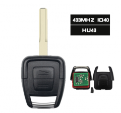 Remote Key 2 Button 433Mhz ID40 Chip for Vauxhall Opel HU43