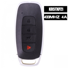 FCCID:KR5TXPZ3 / PN: 285E3-6RA5A 4 Button Smart Remote Key 433MHz 4A Fob for Nissan for Pathfinder Ignis Rogue 2022 2023 2024