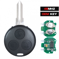 OEM Remote Key 433MHz 3 Button for Smart Fortwo Forfour City With 2 Infrared Lights Uncut