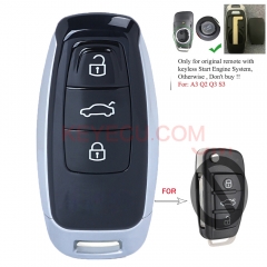 Upgraded Remote Key Shell Case Fob 3 Buttons for Audi A3 Q2 Q3 S3 2018 2019