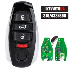​​​​​​​FCC ID: IYZVWTOUA Remote Key Fob 4B 315MHz / 433MHz / 868MHz PCF7945A Replacement for Volkswagen Touareg 2011-2018