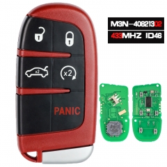 FCC: M3N-40821302 Red Smart Remote Key Fob 433MHz 46 Chip 5 Button for Chrysler 300 Dodge 2011-2017