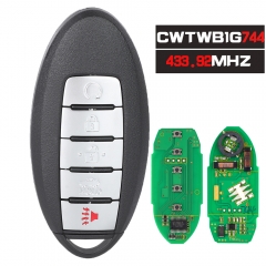 FCC ID : CWTWB1G744 Smart Remote Car Key Fob 5 Button 433.92MHz PCF7952A / HITAG 2 / 46 Chip  for Nissan Patrol 2014-2015