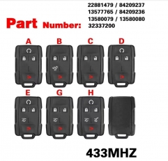 P/N : 22881479/84209237/13577765/84209236/13580079/13580080/32337200 Remote Key 434MHZ Keyless Entry 2B/3B/4B/5B/6B for Chevrolet GMC 2015-2023