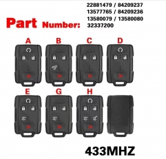 P/N: 22881479/84209237/13577765/84209236/13580079/13580080/32337200 Llave remota 434MHZ Entrada sin llave 2B/3B/4B/5B/6B para Chevrolet GMC 2015-2023