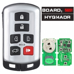 Board ID: 5691 Smart Remote Key Keyless Entry Fob 314.3MHz / 433MHz  ID74 for Toyota Sienna 2011-2020 FCC ID:HYQ14ADR
