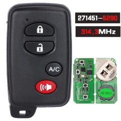 Llave remota inteligente de 4 botones FSK 314.3MHz / 315MHz / 433MHz para Toyota Prius Venza Scion FRS 2009-2014 ID de placa: 5290