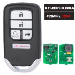 ACJ932HK1310A Smart Remote Control Car Key With 4+1 5 Buttons 433.92MHz ID47 Chip for Honda Accord 2016 2017 Fob