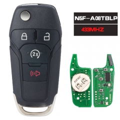 FCC ID: N5F-A08TBLP Flip Remote Control Car Key With 4 Buttons 434MHz for Ford F-150 F-250 2023 2024 Fob