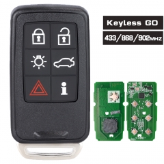 Keyless Go Smart Remote Key Fob 6 Button FSK 868MHz 434MHz ID46 for VOLVO S60 S80 V40 V60 V70 XC60 XC70 2007-2016 FCC ID: KR55WK49266 /  5WK49225