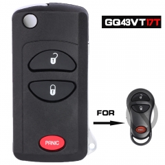 FCC ID:GQ43VT17T Modified Flip Remote Car Key 2+1 Button for Chrysler Dodge