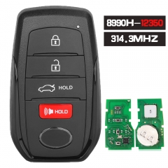 P/N: 8990H-12350, FCCID: HYQ14FBW 3 Button 312/314.3MHz Smart Remote Key Fob for Toyota Corolla 2023