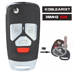 Upgraded Flip Remote Car Key Fob 315MHz ID46 for Buick Chevrolet GMC (FCC ID: KOBLEAR1XT / P/N: 10443537)