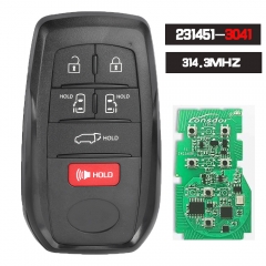 231451-3041 Smart Remote Key Keyless Go Fob 314.3MHz 6 Button for Toyota Sienna 2021-2024